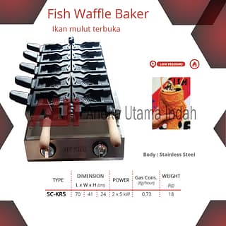GETRA SC-KR5 SC KR5 SCKR5 STAINLESS STEEL FISH WAFFLE MAKER MESIN PEMBUAT WAFFLE IKAN MULUT TERBUKA TAIYAKI MAKER