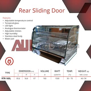 GETRA RTR-160L ELECTRIC FOOD WARMER REAR SLIDING DOOR - PENGHANGAT DAN PEMANJANG MAKANAN, KUE, ROTI, DLL - RTR 160L RTR 160 L