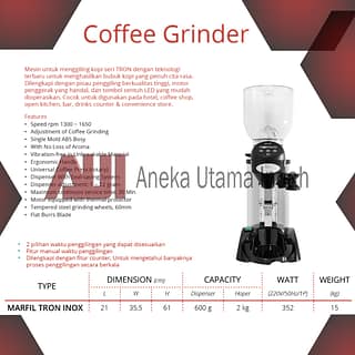 GETRA MARFIL TRON INOX COFFEE GRINDER - MESIN PENGGILING KOPI UNTUK MENGHASILKAN BUBUK KOPI - ORIGIN SPAIN - KAPASITAS HOPER 2 KG