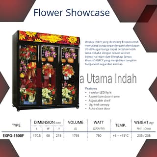 GEA EXPO-1500F FLOWER SHOWCASE / KULKAS PEMAJANG BUNGA / TEMPAT PENYIMPANAN DAN PAJANGAN BUNGA