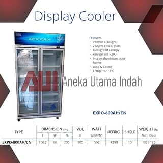 GEA EXPO-800AH/CN Display Cooler / Kulkas Kaca Berdiri / Pendingin Minuman / Showcase 2 Pintu Kaca