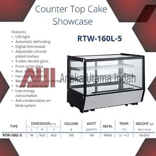 GEA RTW-160L-5 COUNTER TOP CAKE SHOWCASE / CAKE DISPLAY KACA KOTAK