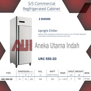 GEA URC-550-2D STAINLESS STEEL KITCHEN REFRIGERATION UPRIGHT CHILLER 2DOOR