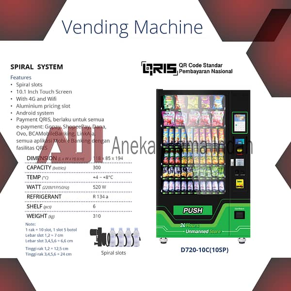 GEA D720-10C(10SP) VENDING MACHINE/MESIN PENDINGIN JUAL OTOMATIS