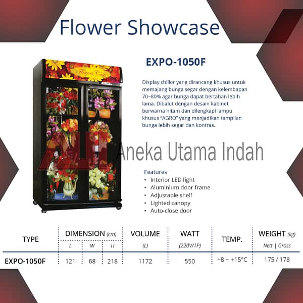 GEA EXPO-1050F FLOWER SHOWCASE / KULKAS PEMAJANG BUNGA / TEMPAT PENYIMPANAN DAN PAJANGAN BUNGA